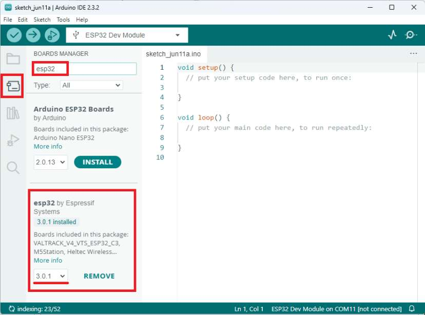 Arduino IDE - Instalación del paquete esp32 de Espressif Systems